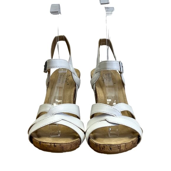 B.O>C Women’s White With Adjustable Strap & Cork Wedges Apple Sandal Size 8M - Picture 2 of 10